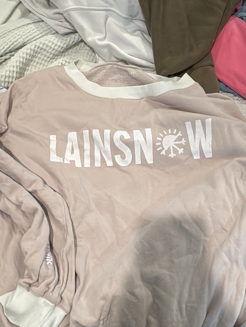 LainSnow Pale Pink Crewneck Sweatshirt with White Logo